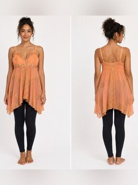 ASHLEY STEWART BEADED HANDKERCHIEF TOP - CORAL SIZE 18/20 (NEW WITH TAGS) A19
